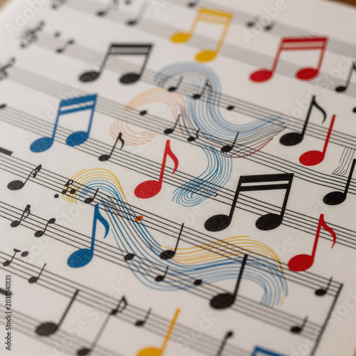 Sci-Fi Treble Clef. Abstract Musical Notes In The Background