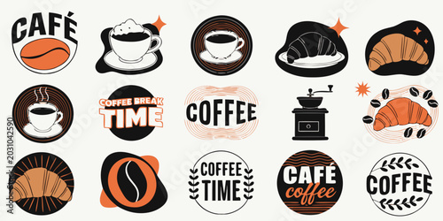 Photos Collection of coffee related emblems and icons for cafe and coffee shop
