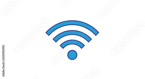 A blue WiFi symbol is shown on a white background in a graphic illustration.