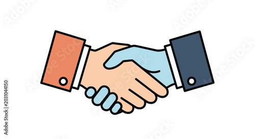 Two businesspeople shaking hands in a formal agreement