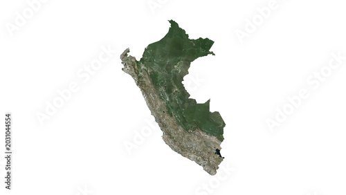 Schilderij op canvas High Detailed Peru Map PNG, Geographic Relief and Terrain Illustration of Peru