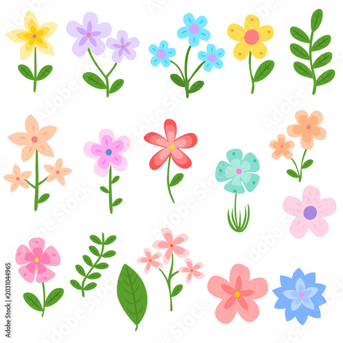 set of colorful flowers