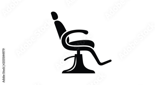 Tableau sur toile Silhouette of a reclined barber chair on white background