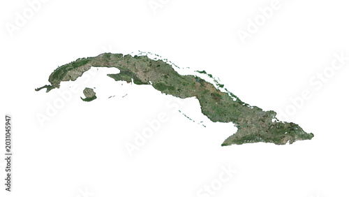 Φωτογραφία High Detailed CUBA Map PNG, Geographic Relief and Terrain Illustration of CUBA
