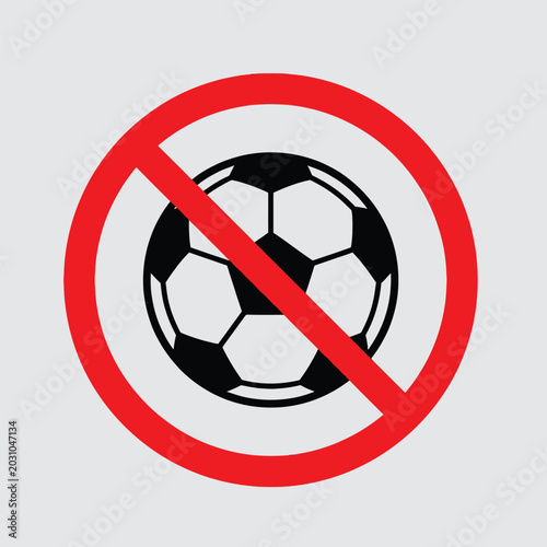 Obraz na plátne No football allowed sign, prohibited soccer ball icon in red circle, restricted