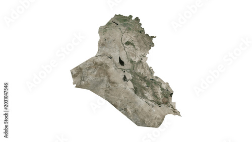 Foto High Detailed IRAQ Map PNG, Geographic Relief and Terrain Illustration of IRAQ