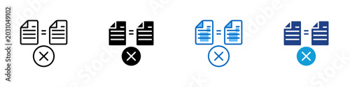 Canvastavla Document Plagiarism Multiple Style Icon Design Vector - Two documents with cross