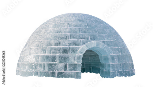 Photos Traditional igloo made of ice blocks with arched entrance, isolated on transpare