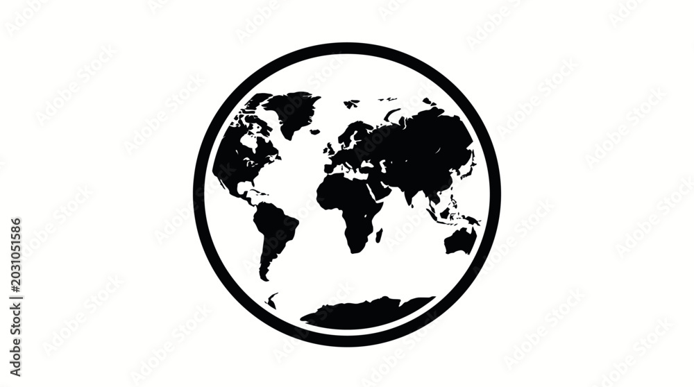 Fototapeta premium Black and white earth globe icon.