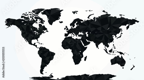 Tableau sur toile Black Silhouette World Map Globe Continents.