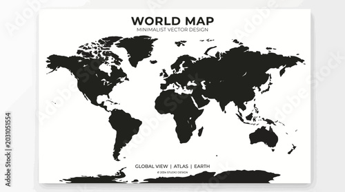 Cuadro en lienzo Black and white world map illustration.