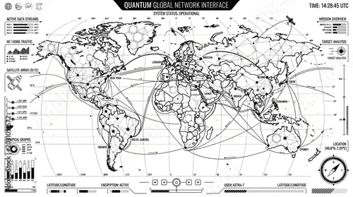 Foto World Map with Latitude Longitude Lines.