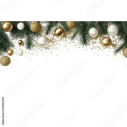 Christmas Garland With Ornaments And Glitter holiday isolated on a transparent background