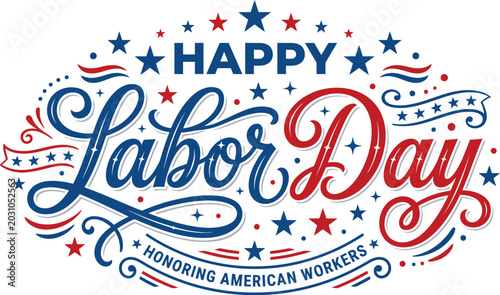 Labor day celebration graphic with stars and stripes honoring american workers patriotic holiday design