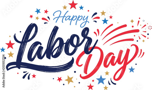 Vibrant patriotic labor day greeting with red white and blue accents