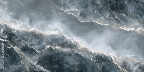 Bild auf Leinwand A powerful storm rages over the blue ocean, sending big, rough waves crashing on