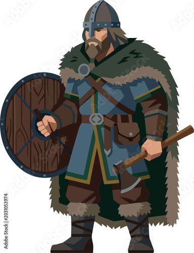 Schilderij op canvas Viking Warrior with Axe and Shield