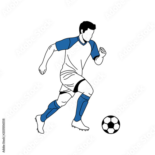 Vector illustration of a soccer player dribbling a ball