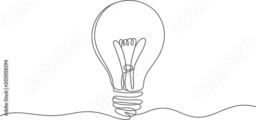 Tableau sur toile Single continuous line drawing of a classic lightbulb representing idea and inno
