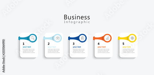 Business infographic template design. 5 options or steps timeline infographic design. 