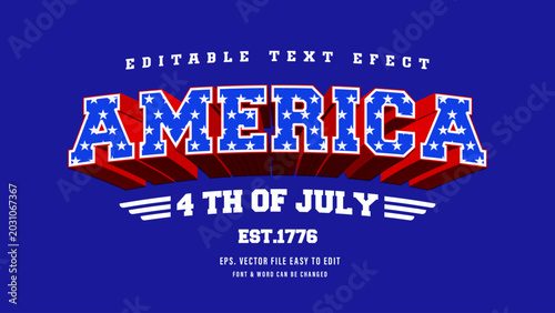 4th of July Patriotic Editable Text Effect Design