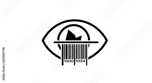 Eye with Barcode Scan, Surveillance and Identification Concept