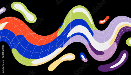 Very beautiful abstract liquid mesh background featuring smooth flowing gradients, colorful organic shapes, and glossy fluid textures in modern digital vector illustration style.