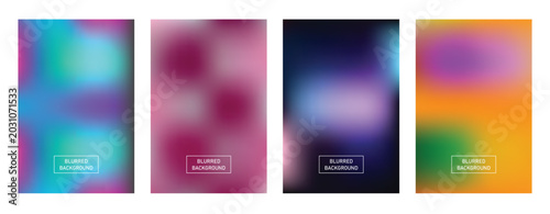 set of Retro gradient Colorful Soft background with grain texture. Defocused Blurred Motion Abstract Background