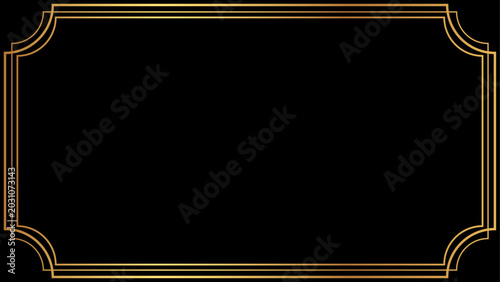 Obraz na plátne Elegant Luxury Thin Gold Line Border Frame with Curved Inward Corners on Black B