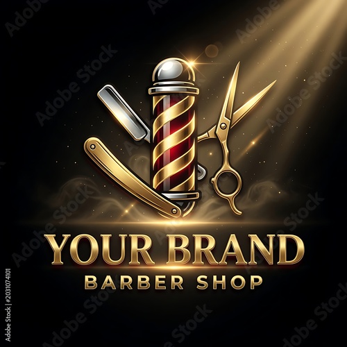 Barber shop logo features razor