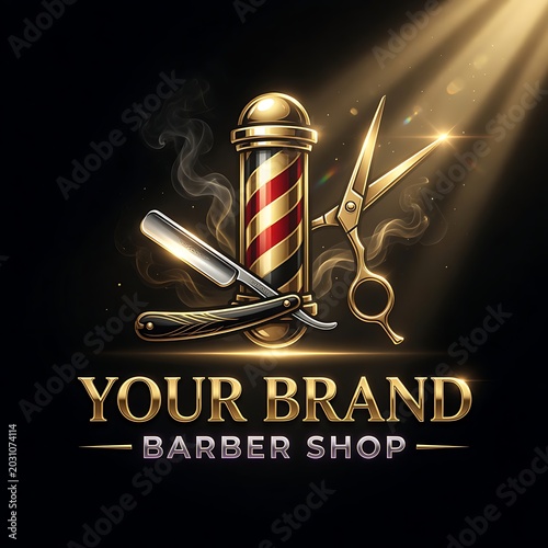Barber shop logo with tools