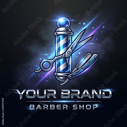 Barber shop logo features scissors