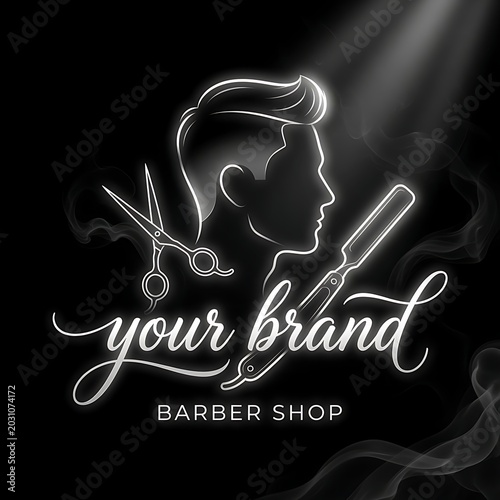 Barber shop logo with scissors