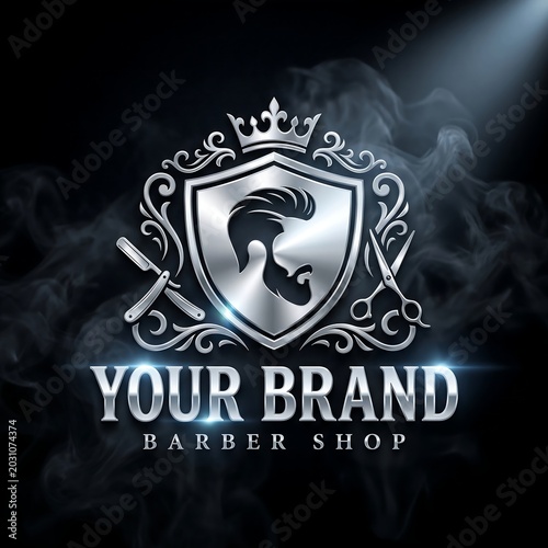 Barber shop logo with crown