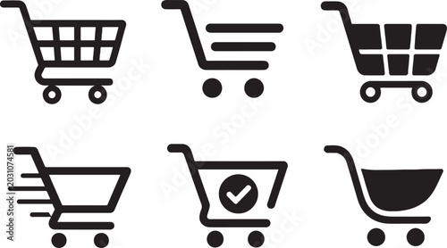 Bold Geometric Shopping Cart Icons Collection