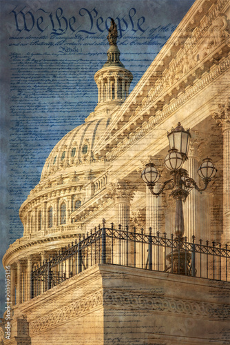 Quadro su tela Part of the United States Capitol building in Washington D