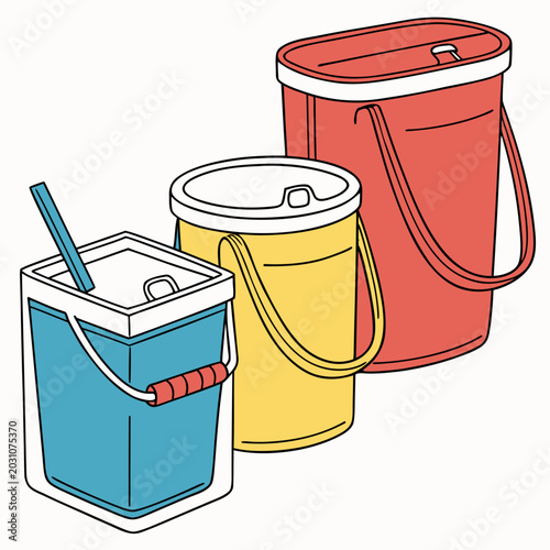 Stack of plastic picnic drinking cups isolated on white background vector illustration