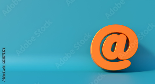Obraz na płótnie Orange internet at, @ sign against blue background