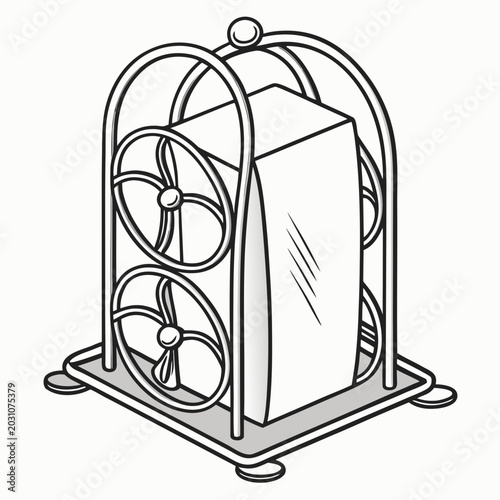 Modern kitchen napkin holder isolated on white background vector illustration