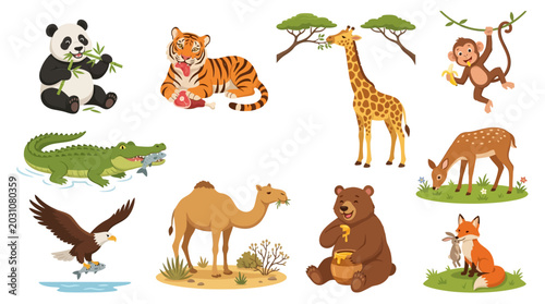 Canvas Print Cartoon animals in various poses.