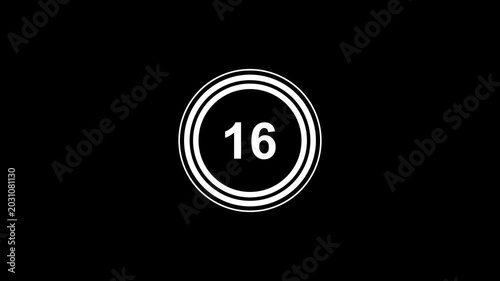 Simple animation of 20 seconds countdown timer with dashed circle on black background
