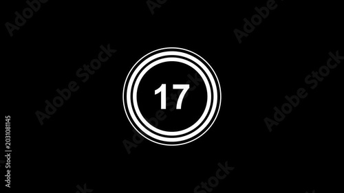 Simple animation of 21 seconds countdown timer with dashed circle on black background