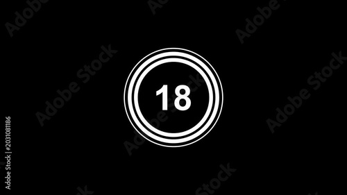 Simple animation of 22 seconds countdown timer with dashed circle on black background