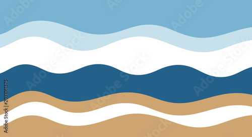 Bild auf Leinwand Abstract wavy ocean and beach background, calm sea and sandy shore