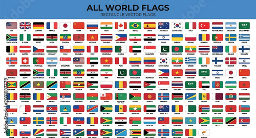 Foto Set of world flags, collection of national flags from around the world, vector i