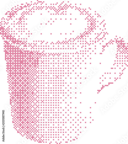 Bild auf Leinwand Pixelated pink coffee mug on white background with soft light creating a subtle