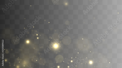 Foto Warm glowing gold dust particles blend with soft festive bokeh effects