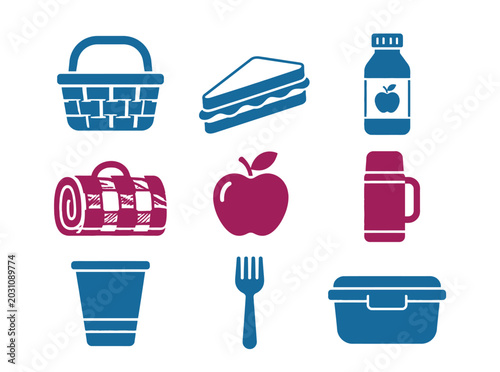 Εκτύπωση καμβά A collection of essential picnic items and food supplies for an enjoyable outdoo