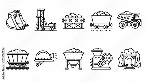 Fotografia Collection of mining industry icons and symbols.