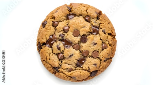 A delicious chocolate chip cookie isolated on white background